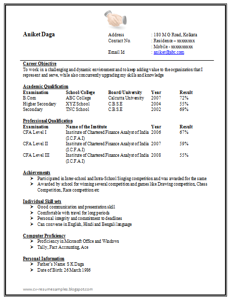 Best resume format for freshers engineers pdf